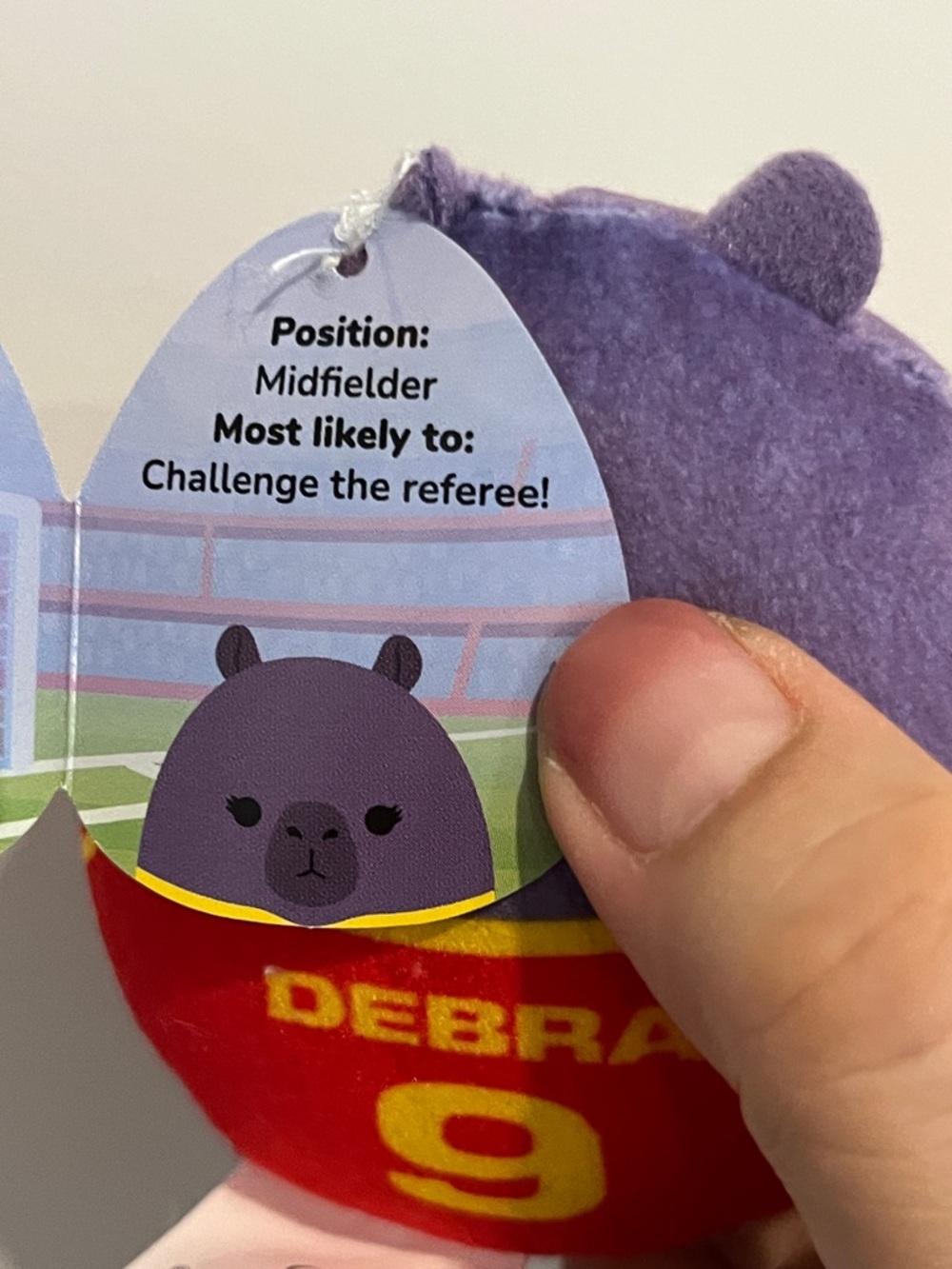 Squishmallows Purple & Red Debra Plush Soccer Jersey - Picture 3 of 3
